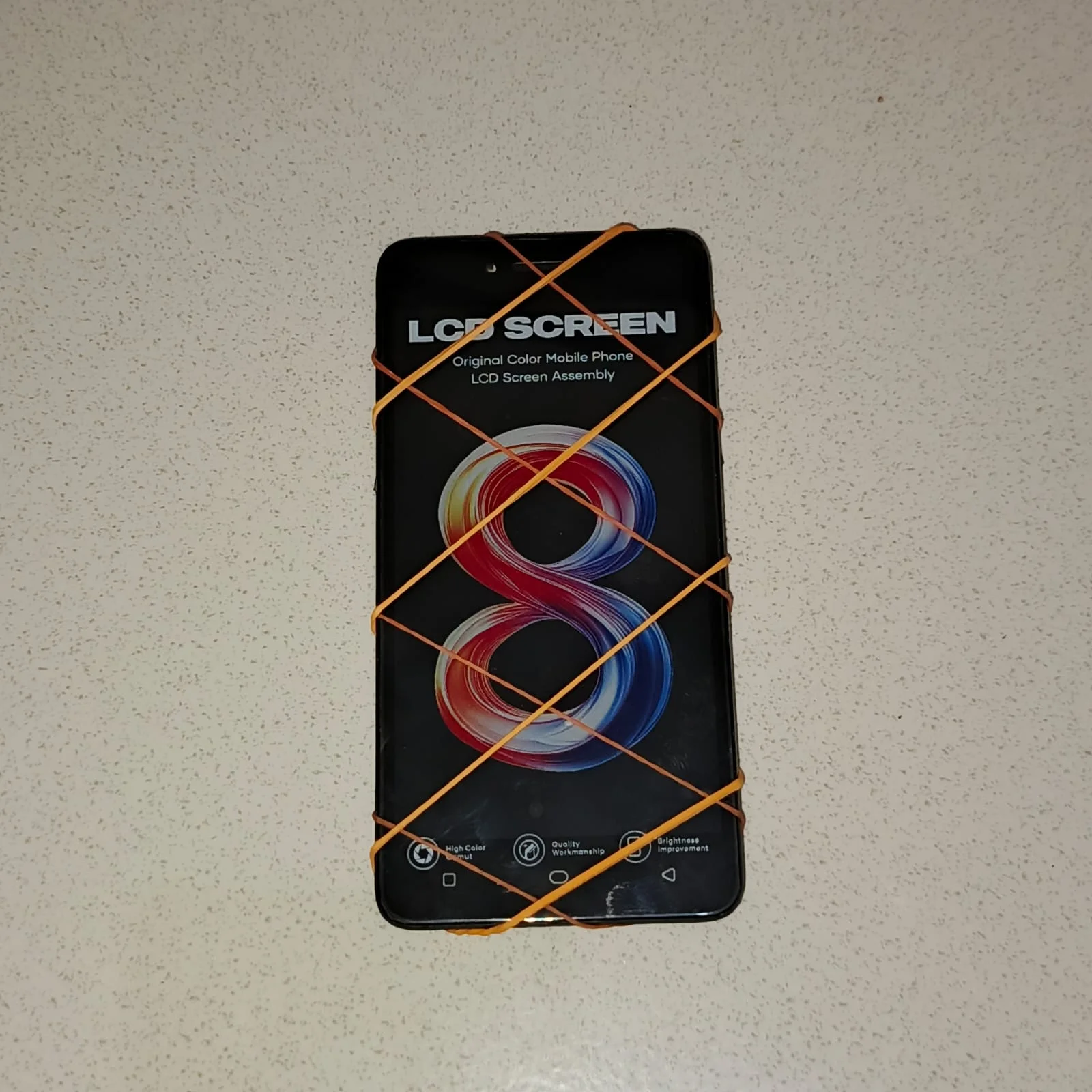Securing LCD with Rubber Bands